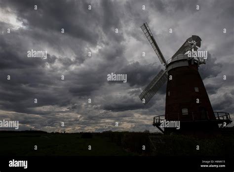 Thaxted. John Webb's Windmill with moody storm clouds. Thaxted Essex England. April 2016 Stock ...