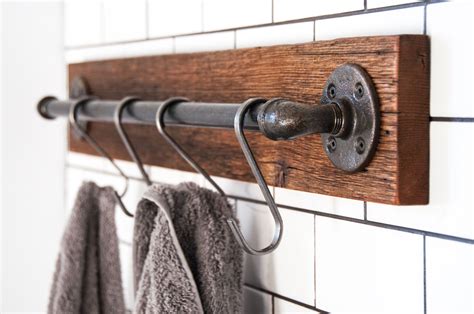 Industrial towel bar on barn wood with IKEA hooks > DIY project | Ikea ...