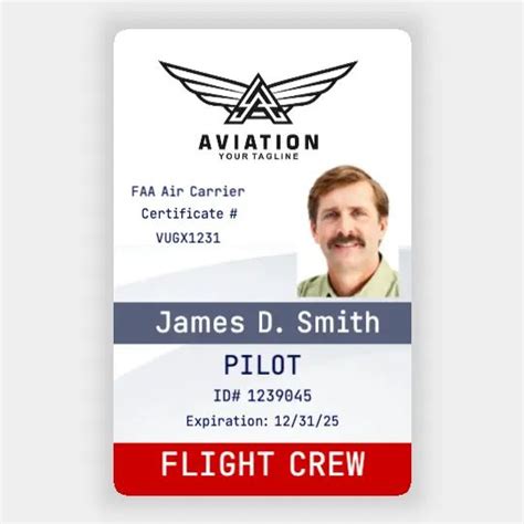 Flight Crew Id Card Vertical Great Selection Of Flight Crew Id