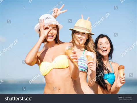Summer Holidays Vacation Girls Bikini Ice Stock Photo 148073861 Shutterstock