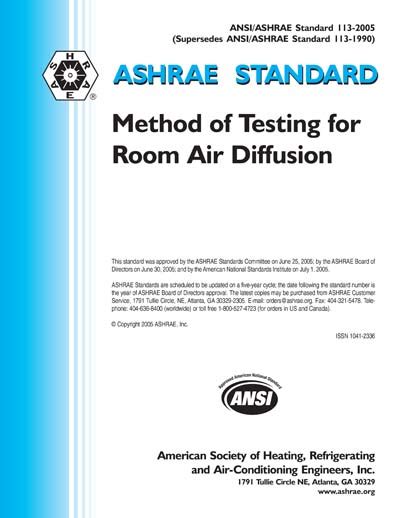 ANSI ASHRAE Standard 113 2005 Method Of Testing For Room Air Diffusion