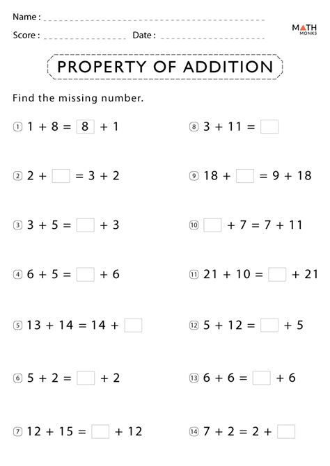 Commutative Property Of Addition Worksheets