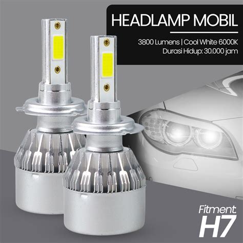 Jual Lampu H Depan Mobil Headlamp Led Cob Cool White W Pcs