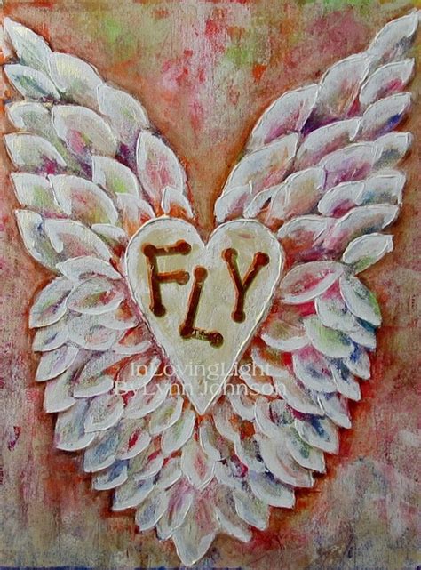 Items similar to Wings Fly Acrylic Painting, angel wing, angels, quote ...