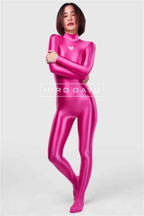 Hiro Gato Satin Spandex Silk Catsuit Hot Pink Burning Suit Etsy Uk