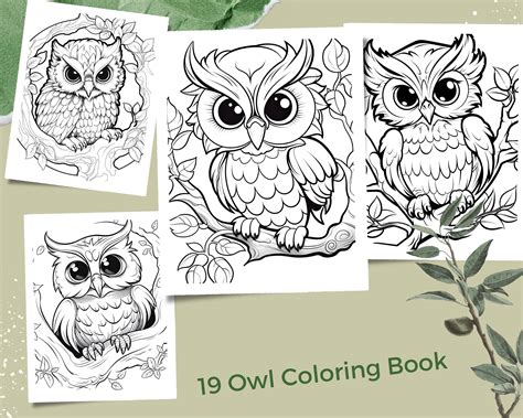 19 Pages Owl Coloring Book Adults Kids Coloring Pages - Etsy