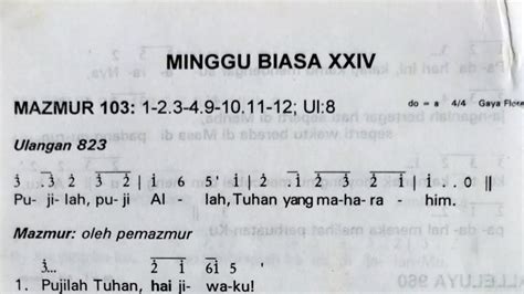 Mazmur Tanggapan Edisi Lama Minggu 17 September 2023 Minggu Biasa