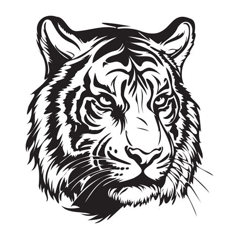 Tiger Face Silhouettes Tiger Face Svg Black And White Tiger Vector