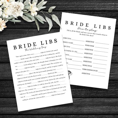 Mad Libs Bridal Shower Game Printable How They Met Mad Libs Modern