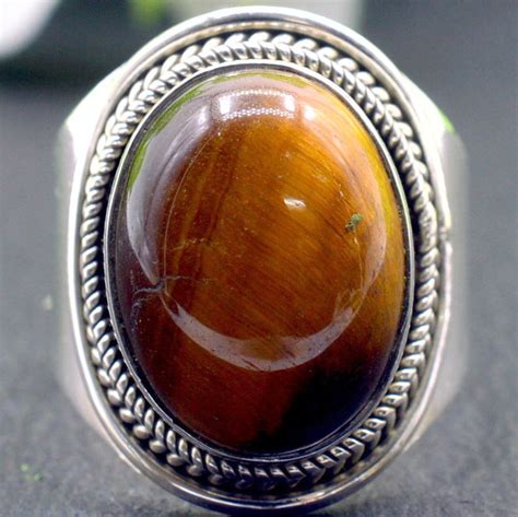 Tiger Eye Ring Sterling Silver Ring X Mm Oval Tiger Eye Etsy