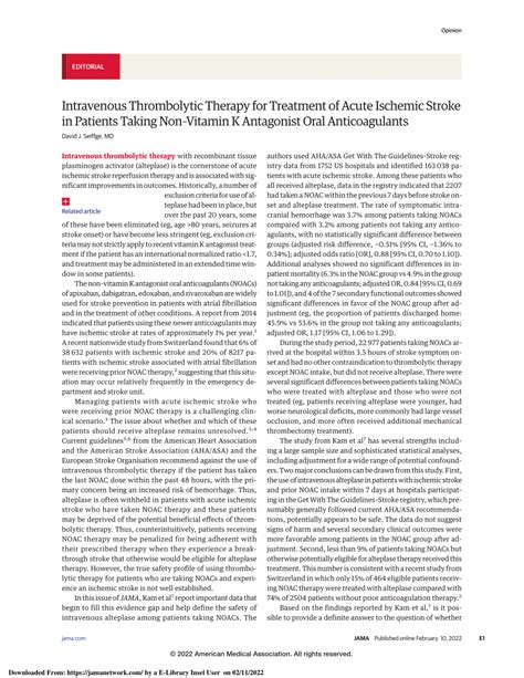 Pdf Intravenous Thrombolytic Therapy For Treatment Of Acute Ischemic Stroke In Patients Taking