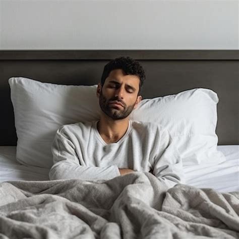 Premium AI Image | a man laying in bed with his eyes closed