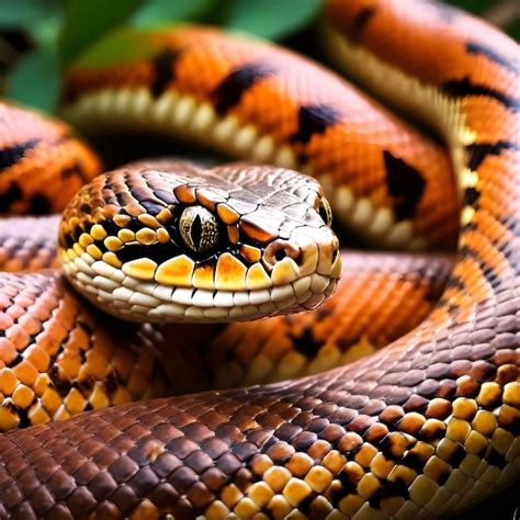 Premium Photo A Snake With A Yellow And Brown Body And A Brown Stripe