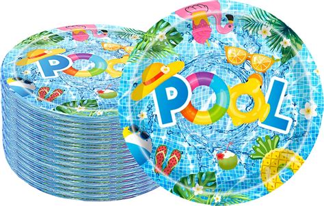 Amazon Pcs Pool Party Supplies Summer Pool Party Plates Pool