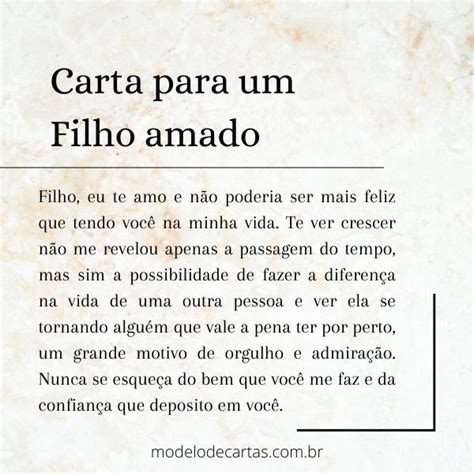 Carta Para Um Filho Amado Modelos De Carta