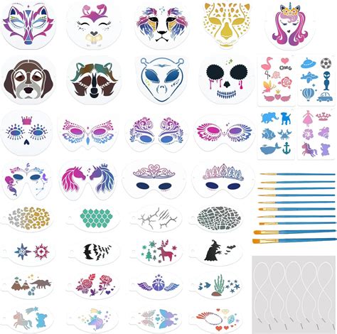 Amazon Pcs Face Paint Stencils Kits Reusable Large Face