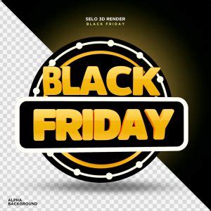 Selo 3D Black Friday Dourado Preto para Composição PSD download Designi