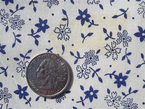 tiny print blue and white floral quilting cotton fabric, vintage 36 wide