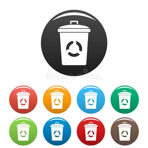 Recycling Eco Bin Icons Set Color Stock Vector Illustration Of