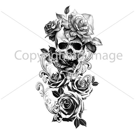 Tattoo Design Skull With Roses Download - Etsy