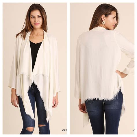 Long sleeve open front jacket with draped detail (sleeves can also be
