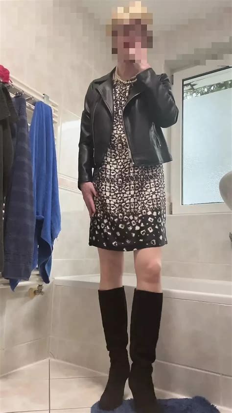 In High Heels Leather Jacket And Dress German Gay Crossdresser Porn XHamster