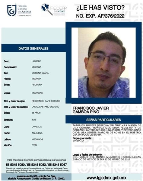 Qu Poca Madre On Twitter En Busca De Francisco Javier Gamboa