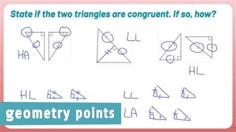 Geometry Points Ha Hl Ll And La Postulates For Right Triangle Congruency Youtube