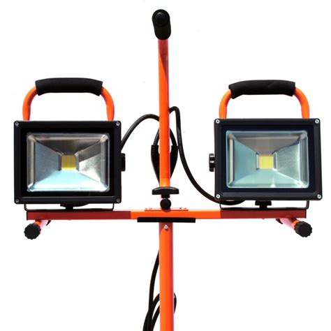 Dual Head W Lumen Led Cob Flood Work Light Stand Telescoping