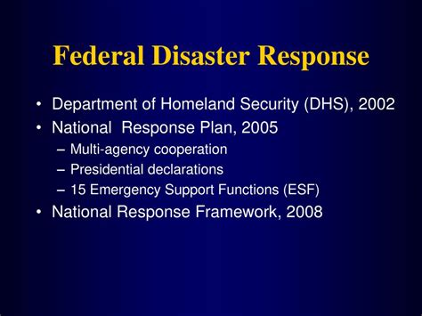 An Introduction To The Federal Disaster Response Emergency Support