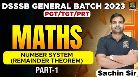 DSSSB 2023 DSSSB PRT TGT PGT Number System Remainder Theorem Part