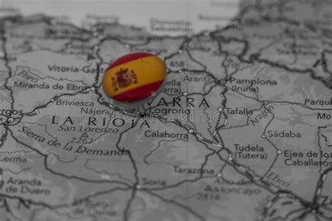 Logrono Pinned on a Map with Flag of Spain Stock Photo - Image of place ...