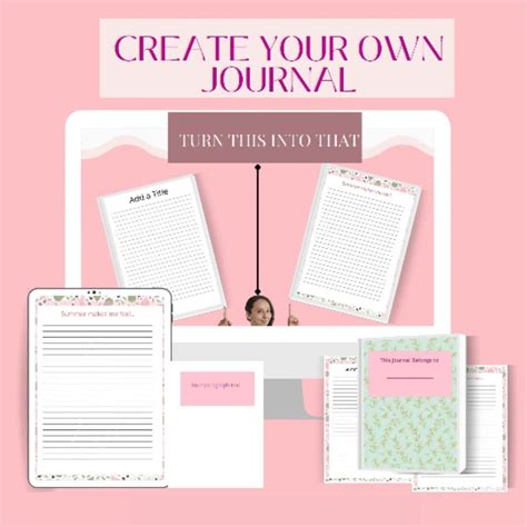 Canva Journal Template Editable Journaling Kit Custom Writing Workbook Instant Digital