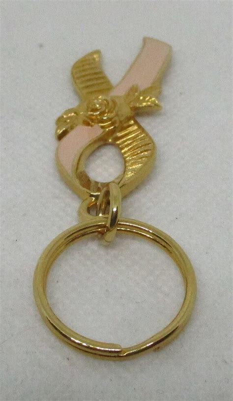 Vintage Avon Ribbon Cancer Awareness Keychain Avon Ca Gem