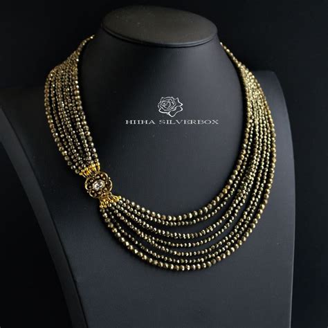 Колье из пирита. | Beaded necklace, Bling necklace, Jewelry design