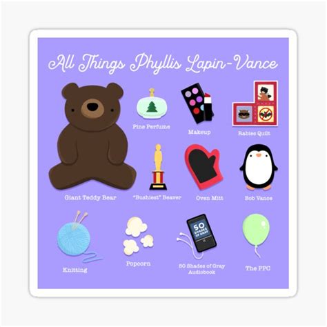 The Office All Things Phyllis Lapin Vance Sticker For Sale By