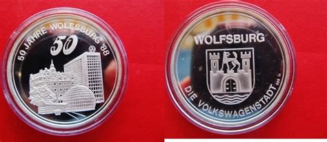 BRD Deutschland Wolfsburg Silbermedaille 1988 50 Jahre Stadt