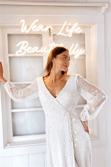 Balloon Sleeve Wedding Dresses by Adrianna Papell Platinum | Wrap
