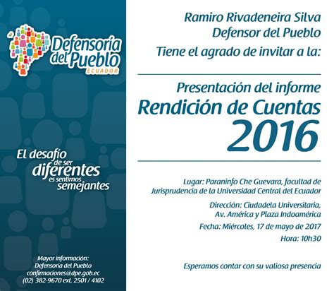 Invitacion Rendicion Defensoría Del Pueblo