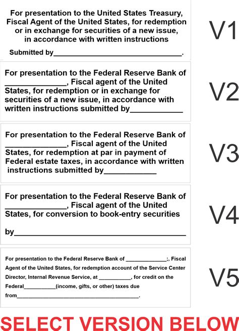 Restrictive Endorsement Stamps | Treasury Securities