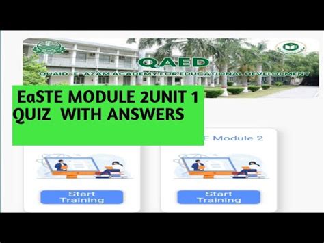 Easte Module Unit Quiz Qaed Easte Module Unit Youtube