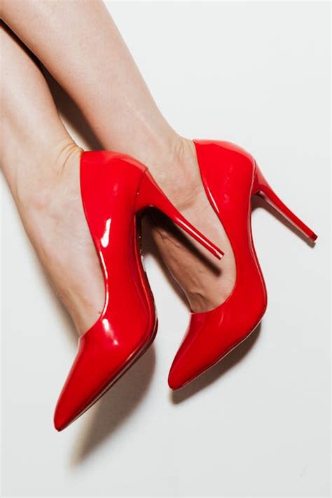 Red High Heel Shoes With Bows