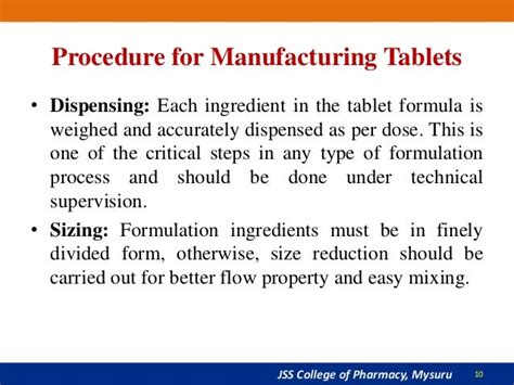 Tablet Manufacturing Process