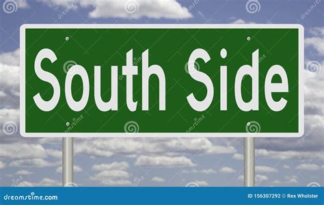 Highway Sign for South Side Stock Illustration - Illustration of clouds ...