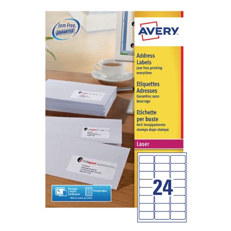 Avery Address Laser Labels 24 Labels Per Sheet 100 Sheets Per Pack Of ...