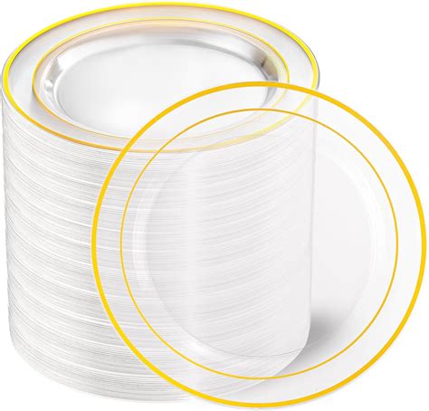 Amazon I Pcs Clear Gold Plastic Plates Clear Plates With