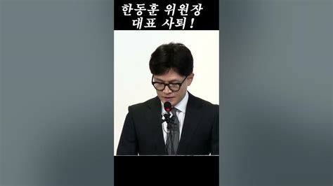 한동훈 비상대책위원장 대표 사퇴 국민의힘 Youtube