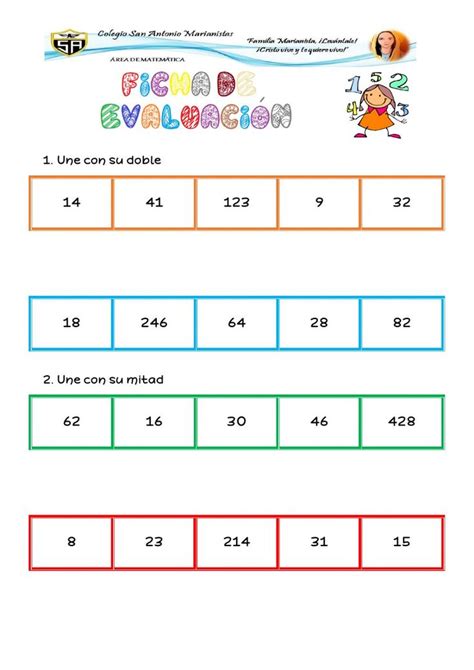 Ficha De Doble Y Mitad En Pdf Online Actividades Secundaria