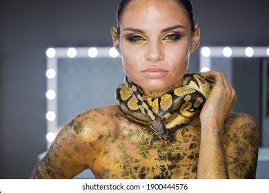 Attractive Sensual Naked Woman Snake On Stock Photo 1900444576 Shutterstock