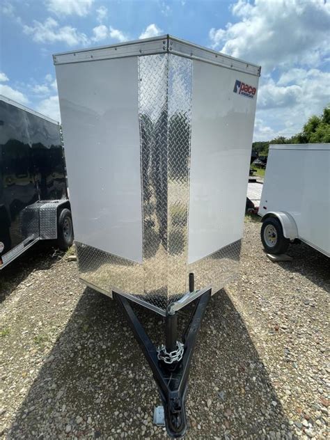 Pace American 5 X 10 White Enclosed Trailer New Enclosed Cargo Utility Landscape Equipment